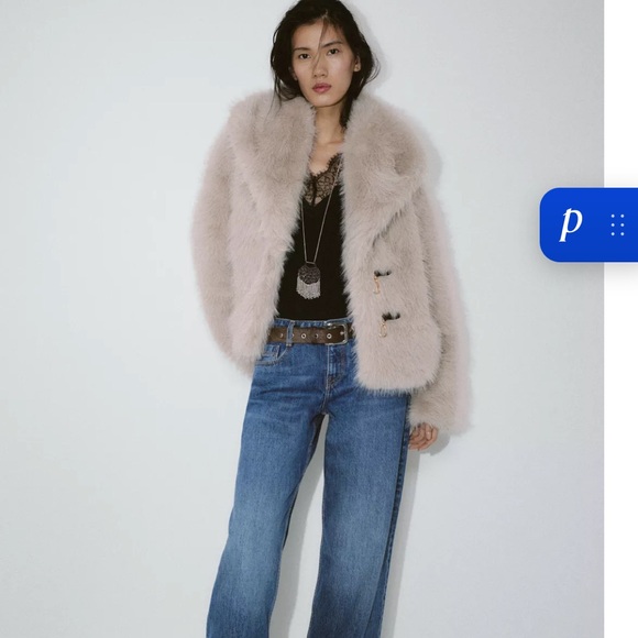 Zara Cream Teddy Jacket with Gold Clasps - Picture 2 of 2